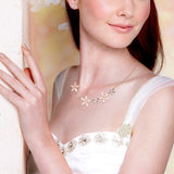 Flowers Necklace with Bonus CZ Stud Earrings