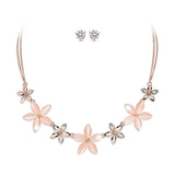 Flowers Necklace with Bonus CZ Stud Earrings