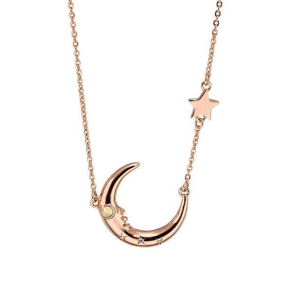 Moon To Star Solid Opal Necklace / Pendant