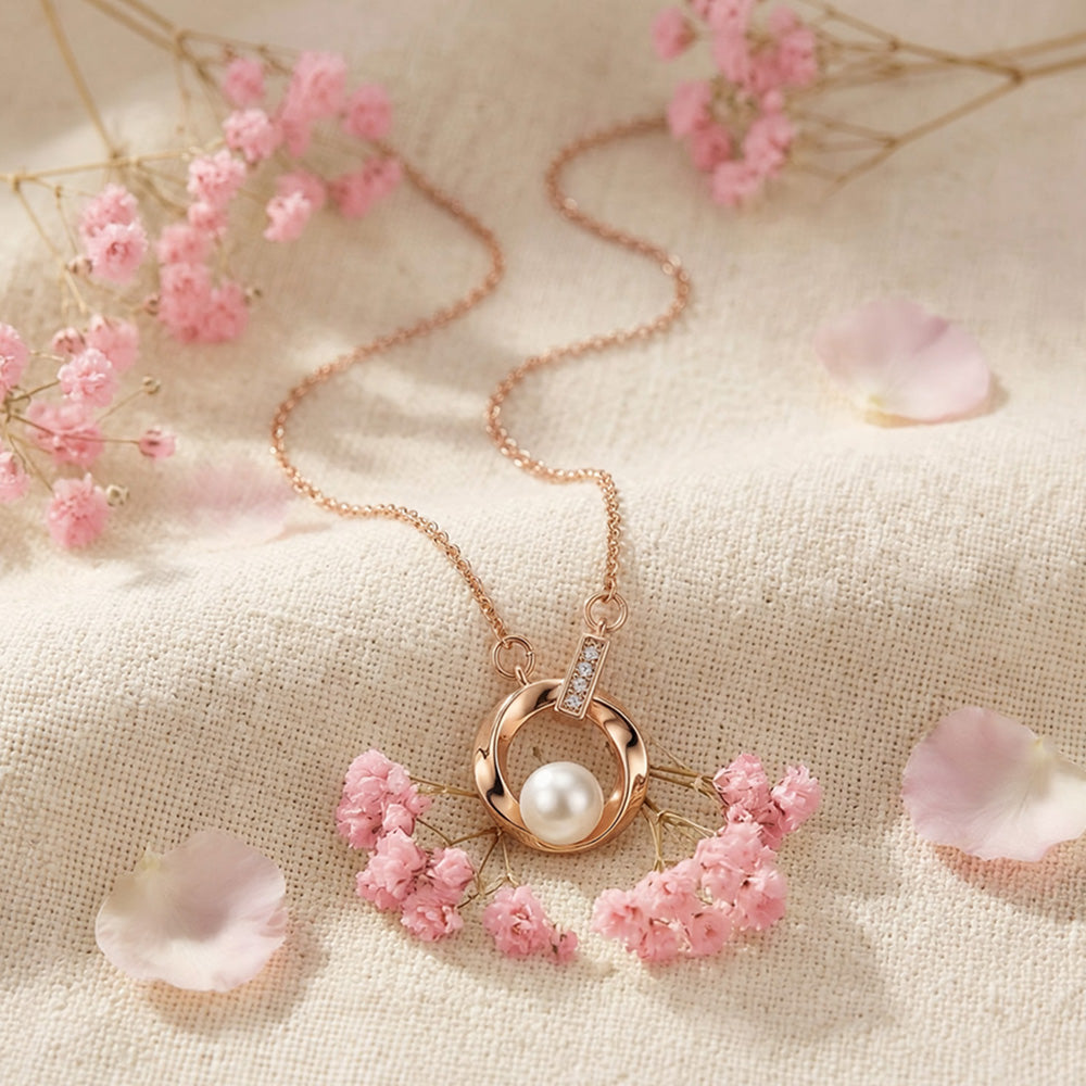 Purity Necklace - 18K Rose Gold Plated - Pearl Crystals | Pica