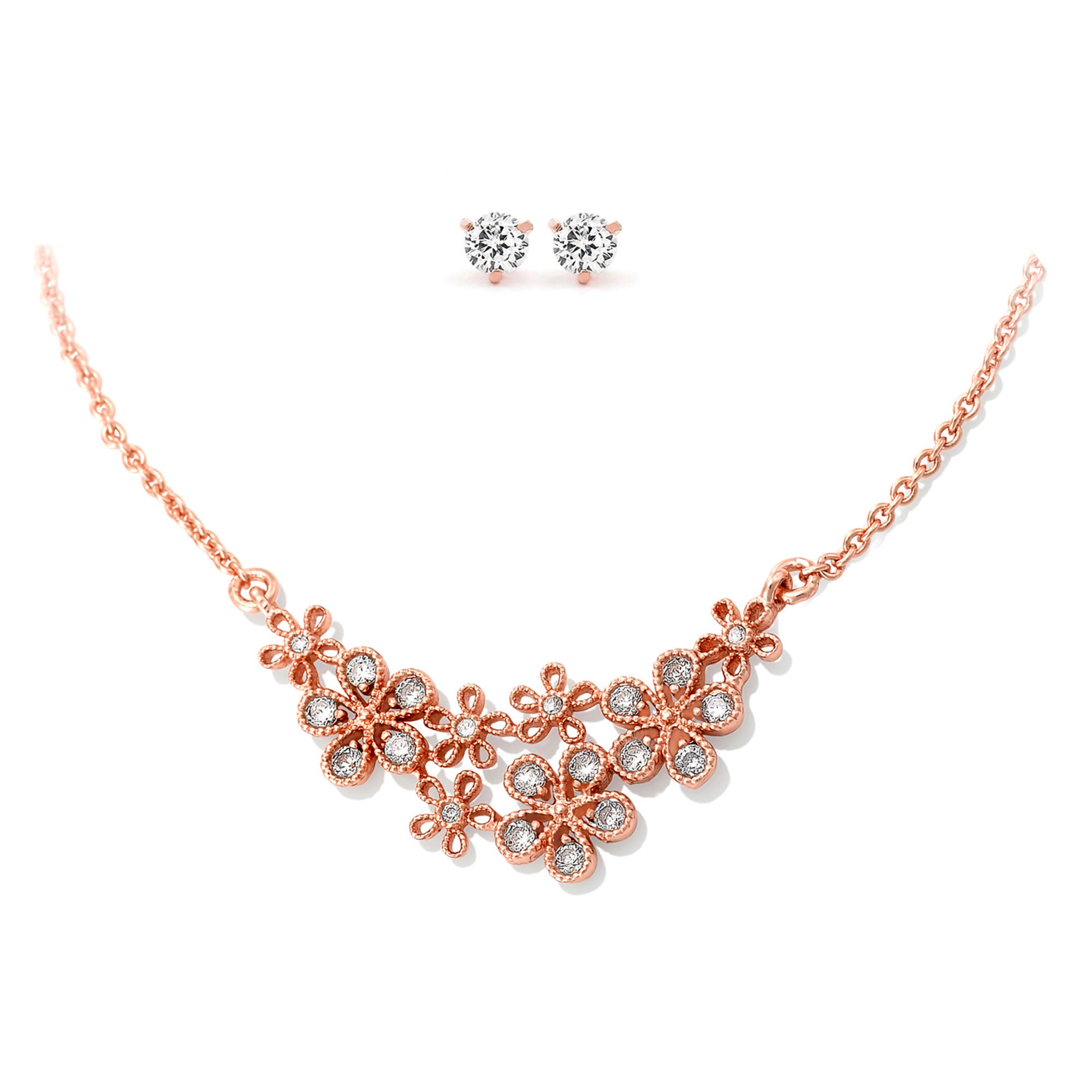 Rose gold daisy necklace sales