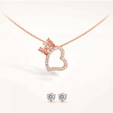 Queen Of Hearts Necklace & Bonds Of Heart Bracelet Set with Bonus Stud Earrings