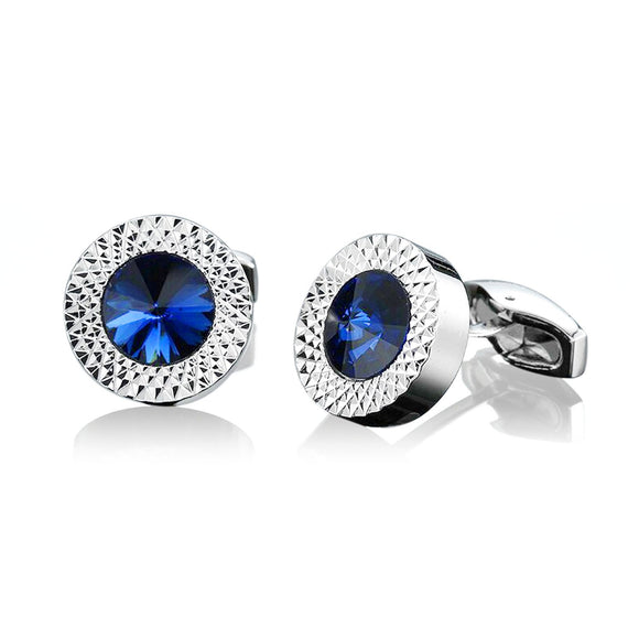 Bleu Cufflinks with Blue Crystals