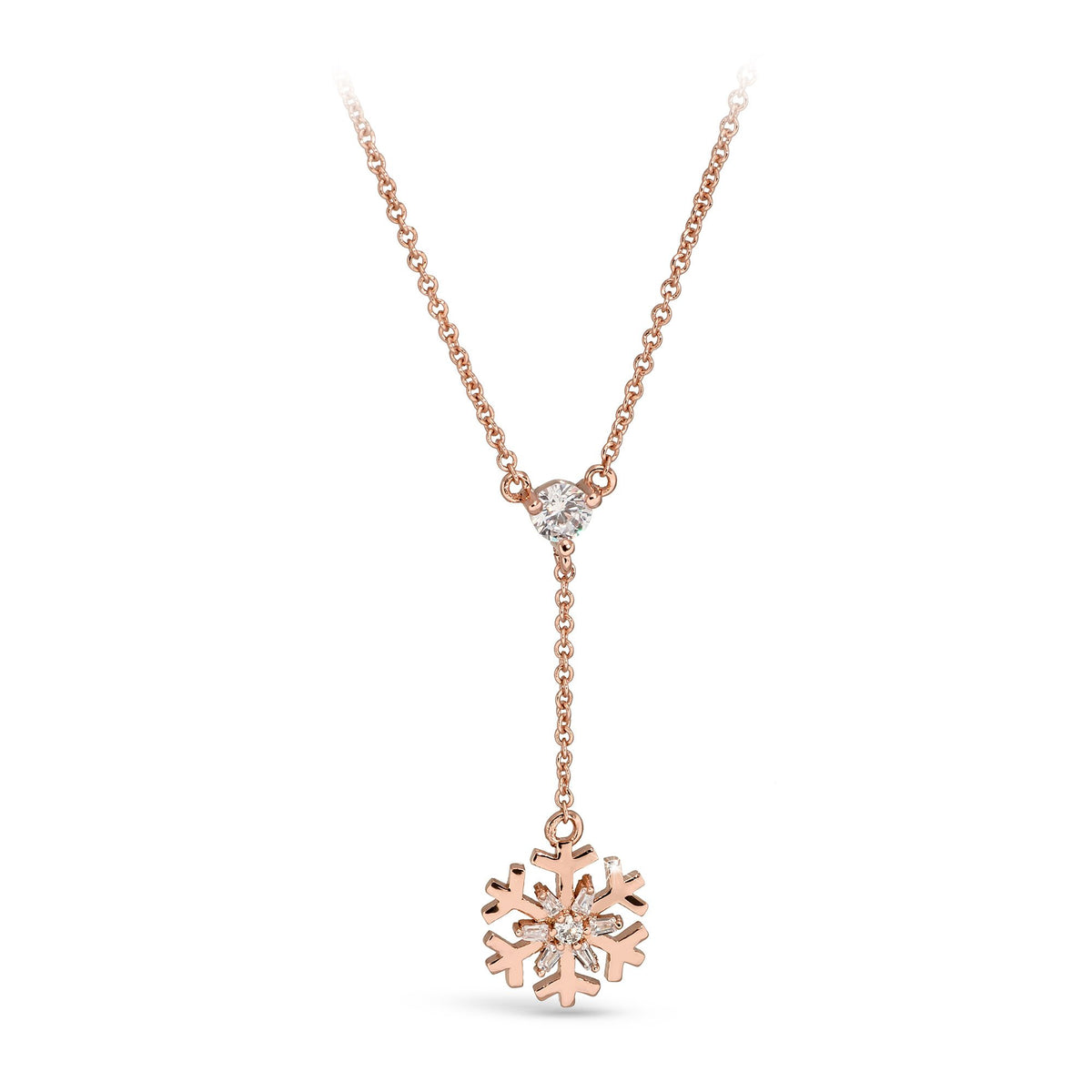 Snow Charm Necklace - 18K Rose Gold Plated - Crystal | Pica LeLa ...