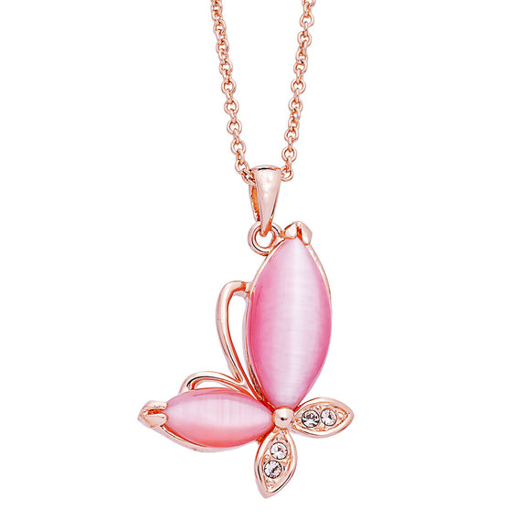 Pink Butterfly Necklace / Pendant