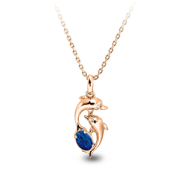 Dolphin Triplet Opal Necklace / Pendant