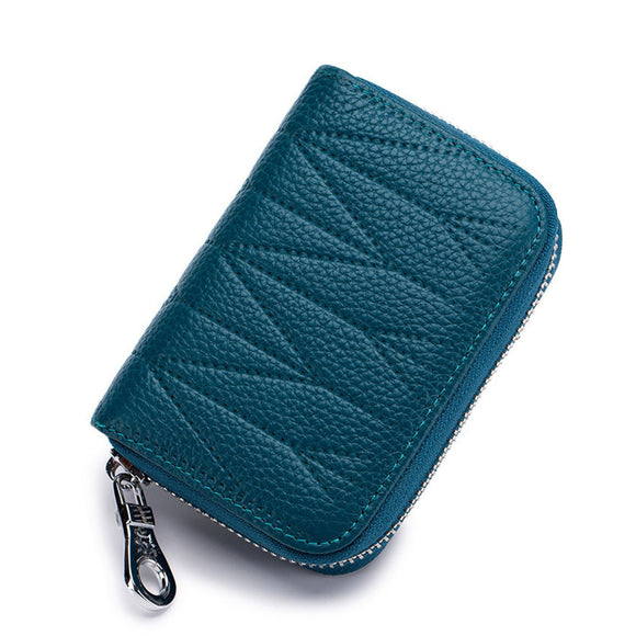 Azure Zip Leather Card Holder & Change Purse