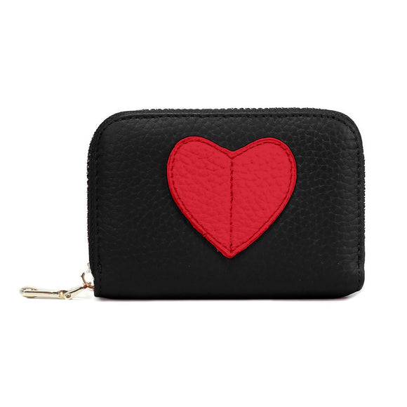 In-love Zip Leather Card Holder & Change Wallet